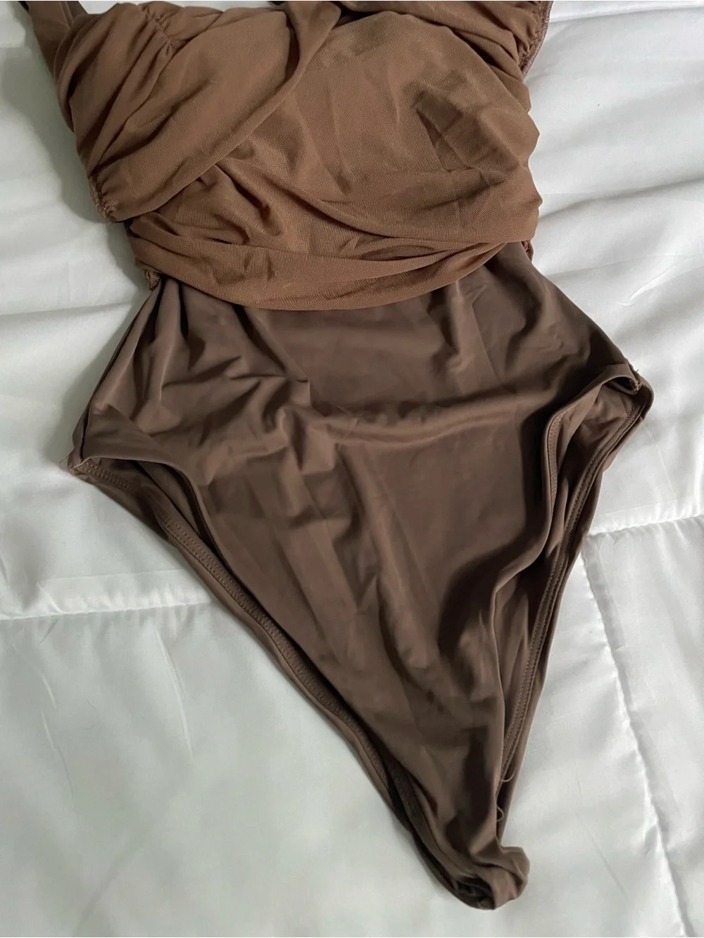 NWT Naked Wardrobe sexy mesh brown Mini Dress